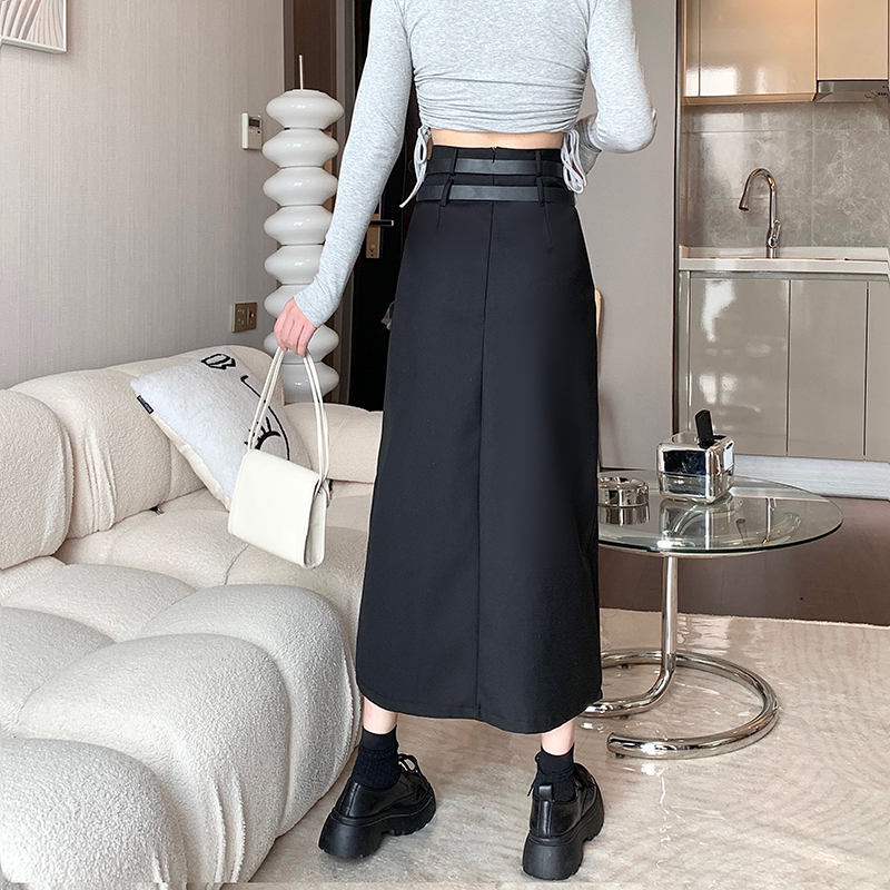 Gray long skirt slim business suit for women