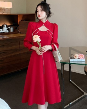 Long sleeve wedding evening dress bride cheongsam for women