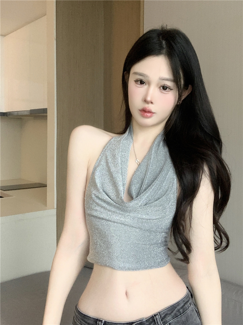 Liangsi spicegirl silver tops sling halter sexy vest
