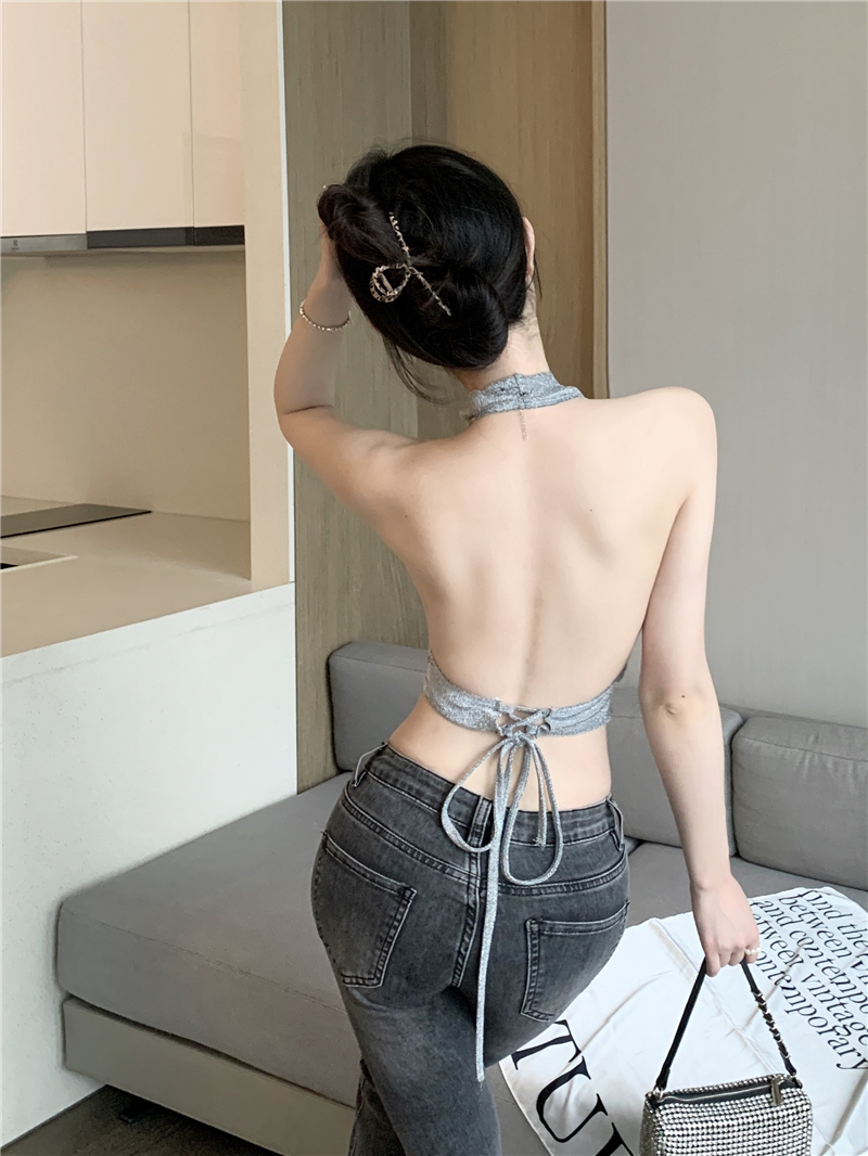 Liangsi spicegirl silver tops sling halter sexy vest