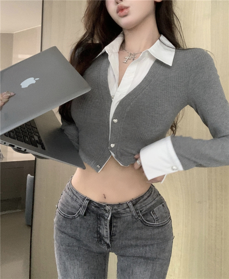 Long sleeve cardigan knitted tops for women