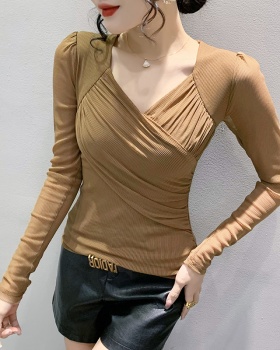 Long sleeve spring tops fashion bottoming shirt for women
