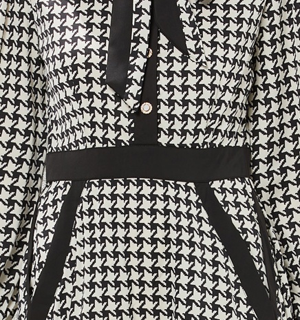 Black-white houndstooth France style temperament long dress