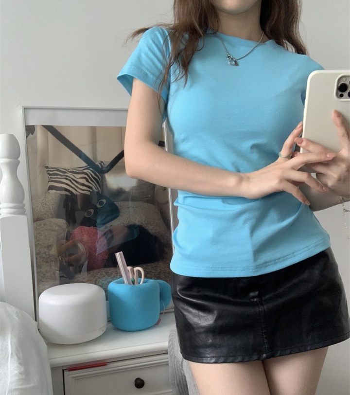 Pure all-match slim bottoming candy colors T-shirt