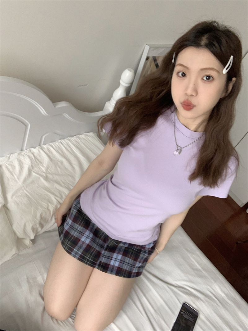 Pure all-match slim bottoming candy colors T-shirt