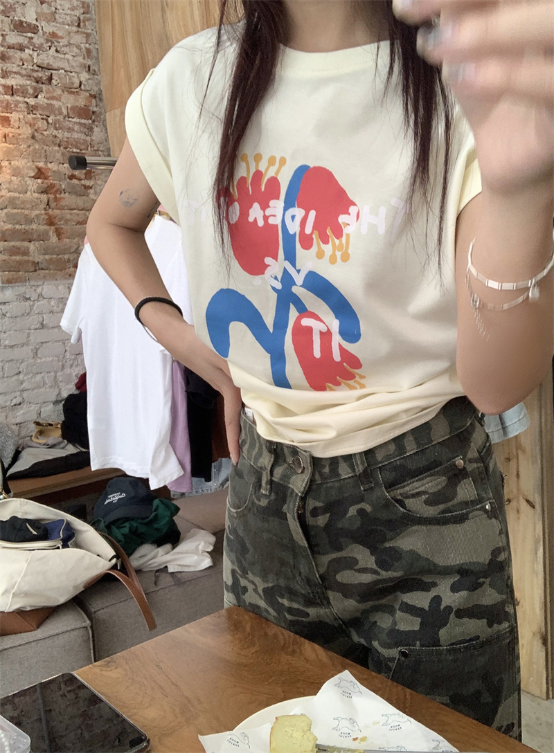 Spicegirl sleeveless tops printing loose T-shirt