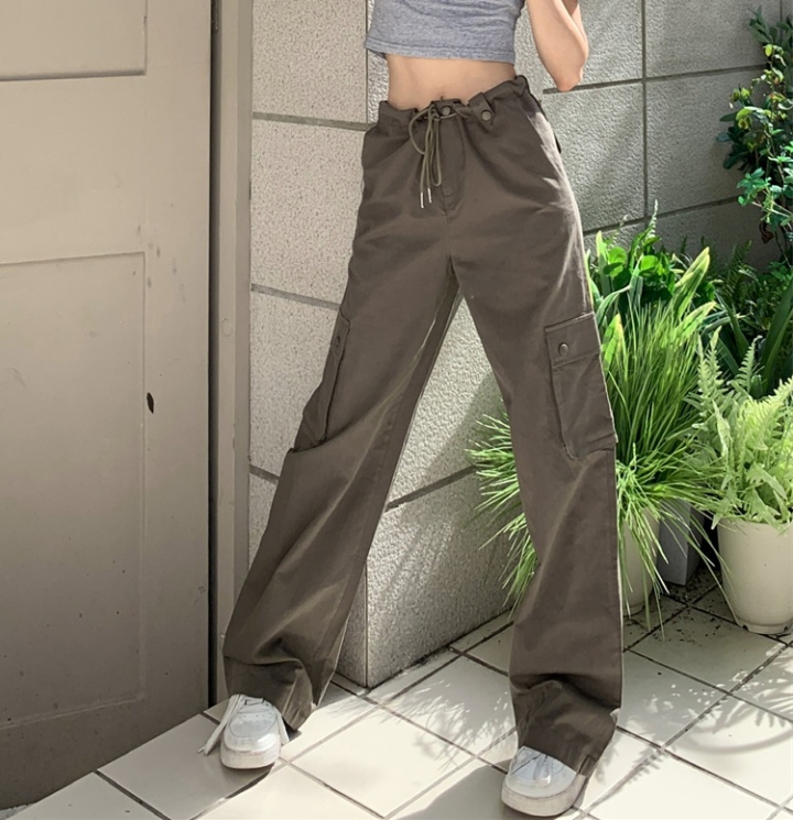 Drawstring straight work pants fashion casual pants