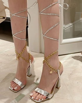 Metal stilettos candy colors sandals for women