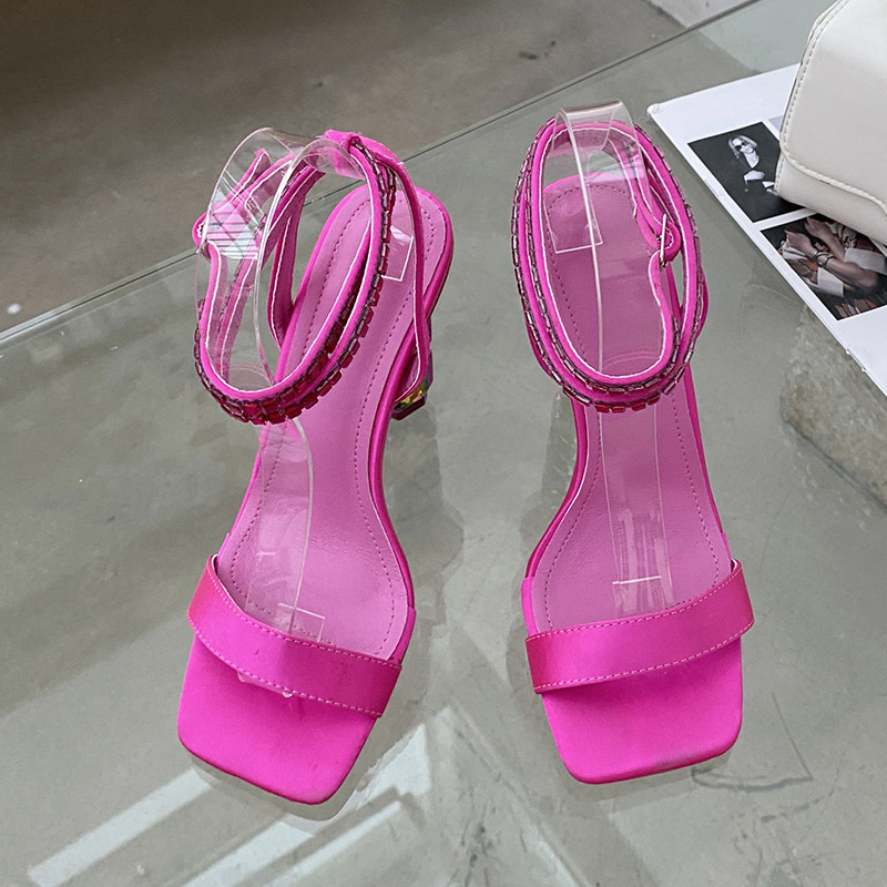 European style crystal stilettos bow sandals for women