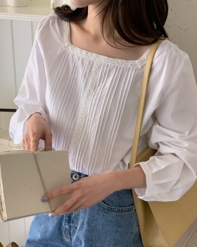 Korean style all-match tops lace folds shirt
