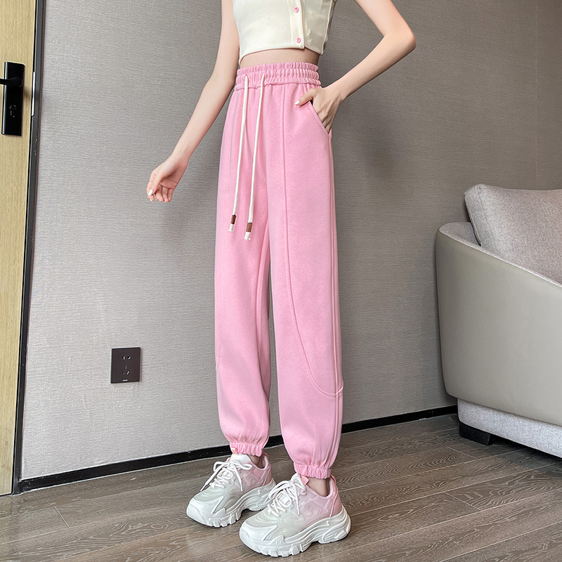 Wide leg high waist Casual sweatpants loose pink bloomers