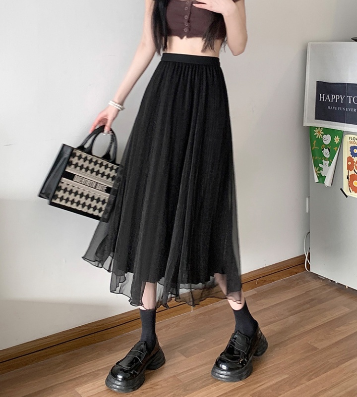 High waist spring slim pleated skirt for women