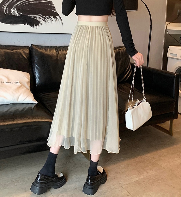 High waist spring slim pleated skirt for women