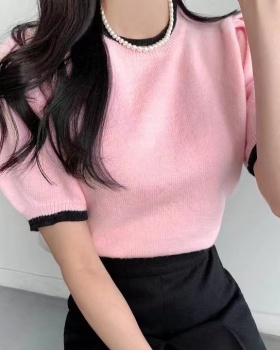 Korean style temperament tops short sleeve sweater