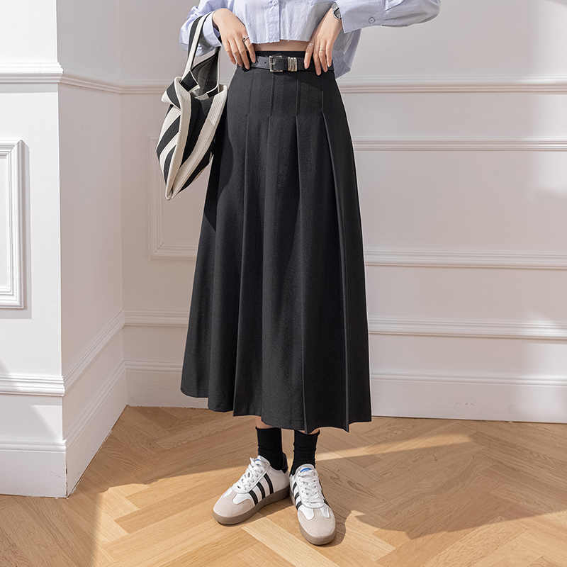 Spring and summer pleated skirt high waist big skirt long skirt