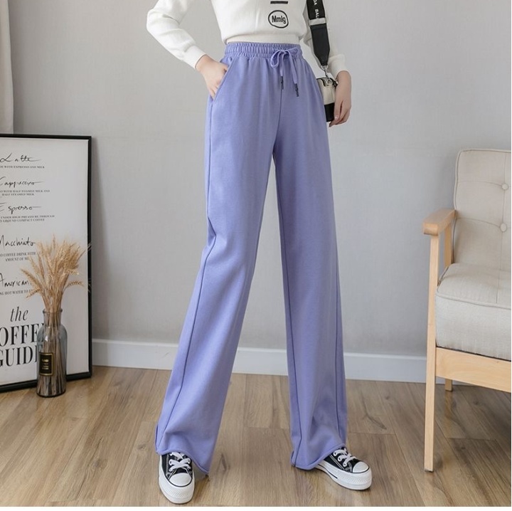 Korean style cotton Casual wide leg pants for women