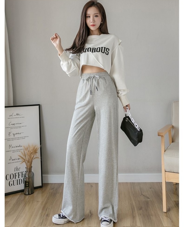 Korean style cotton Casual wide leg pants for women