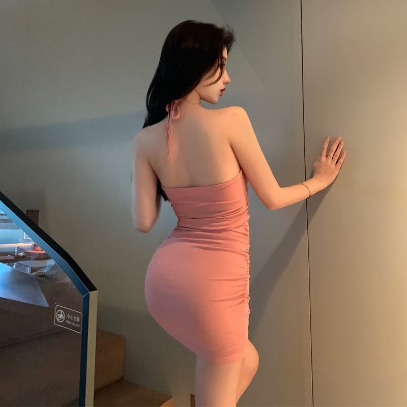 Sexy tight slim halter spicegirl sling dress