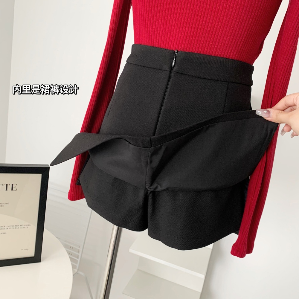 All-match slim autumn and winter black skirt for women