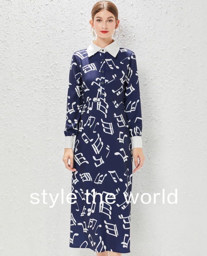 Temperament printing shirt spring lapel dress