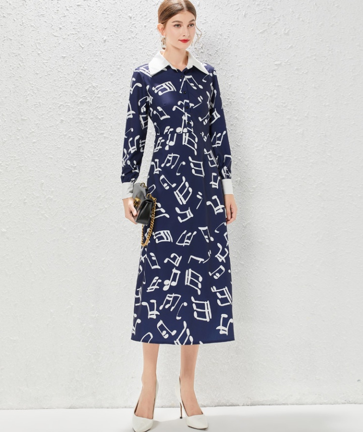 Temperament printing shirt spring lapel dress