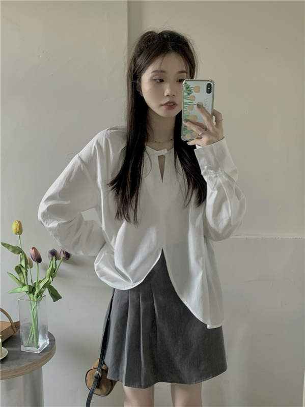 Retro Korean style doll shirt long sleeve loose shirt