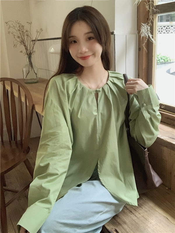 Retro Korean style doll shirt long sleeve loose shirt