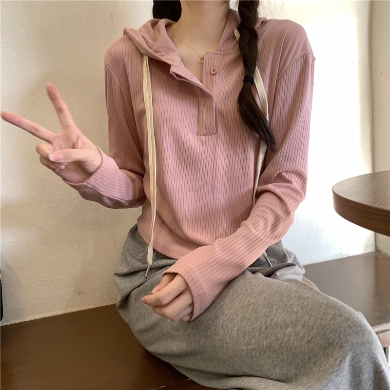 Hooded simple bottoming shirt long sleeve T-shirt