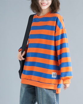 Loose spring enlarge stripe hoodie