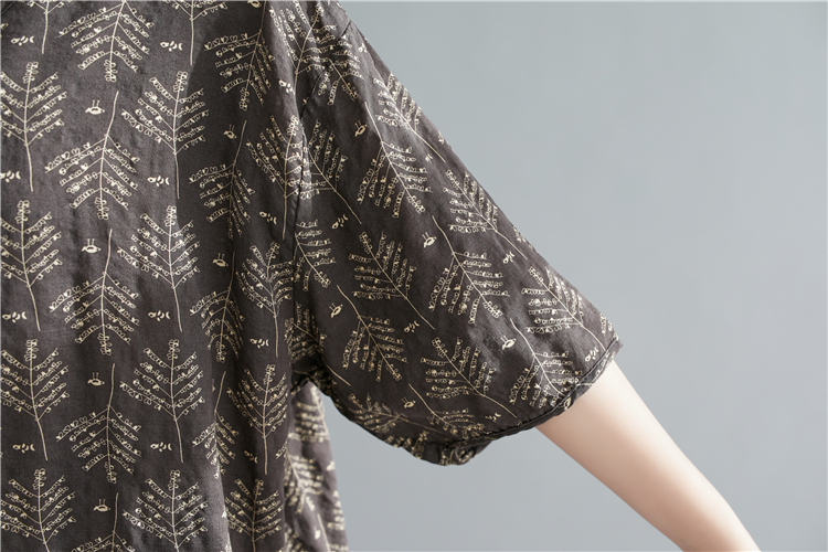 Pullover printing V-neck tops retro art shirts for women