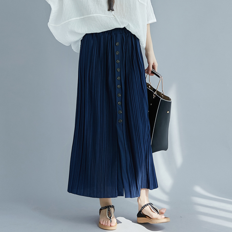Pleated split long skirt pure skirt for women