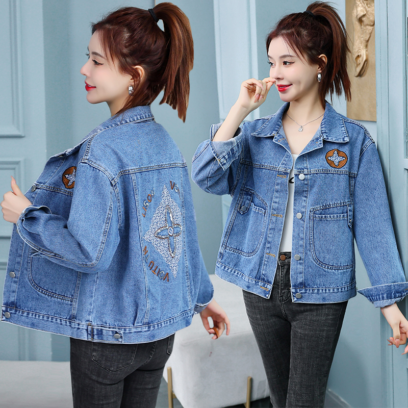 Denim all-match spring and autumn coat short student tops for women