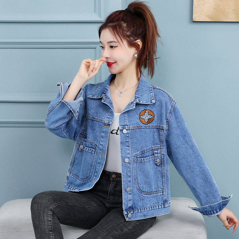 Denim all-match spring and autumn coat short student tops for women
