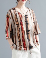 Short sleeve shirt cotton linen T-shirt for women