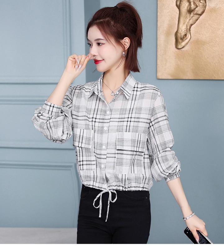 Casual unique tops plaid spring and summer shirt for women
