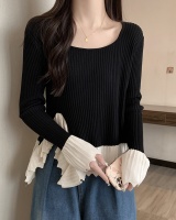 Slim France style mixed colors sweater for women