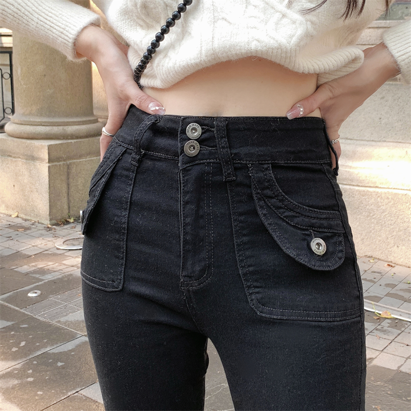 Large yard black jeans micro speaker long pants for women