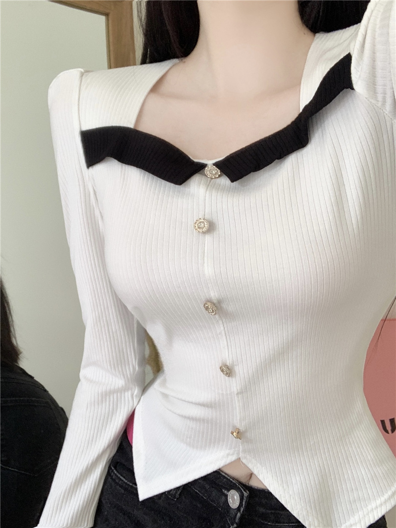 Knitted mixed colors slim Casual sweater for women