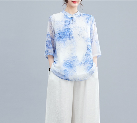 Art summer tops retro Chinese style shirt