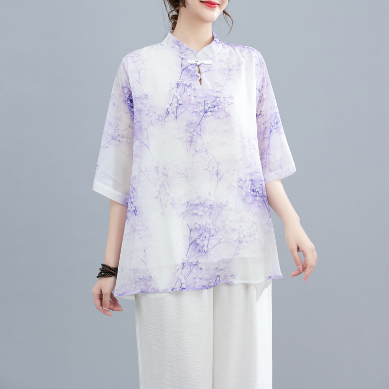 Art summer tops retro Chinese style shirt
