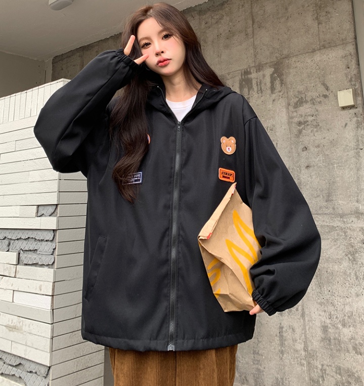 Loose hooded couple clothes Casual coat for women