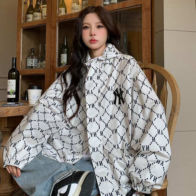Loose student couple clothes hooded coat for women