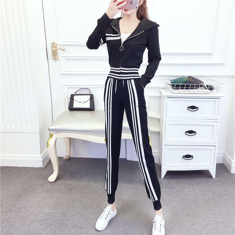 Spring and autumn long pants Casual tops a set
