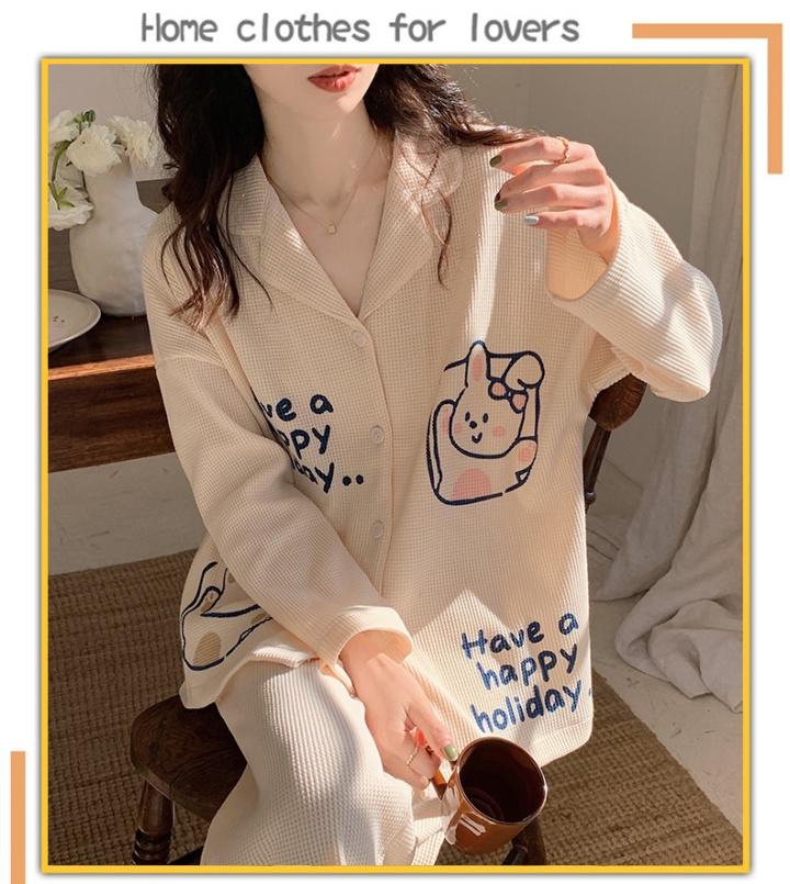 Spring and summer cardigan pajamas 2pcs set for women