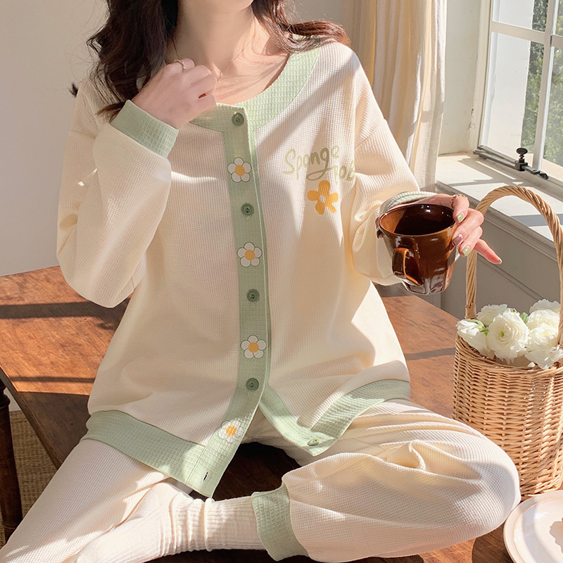 Homewear cardigan wears outside pajamas 2pcs set for women