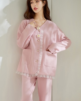 Long sleeve cardigan sweet pajamas 2pcs set