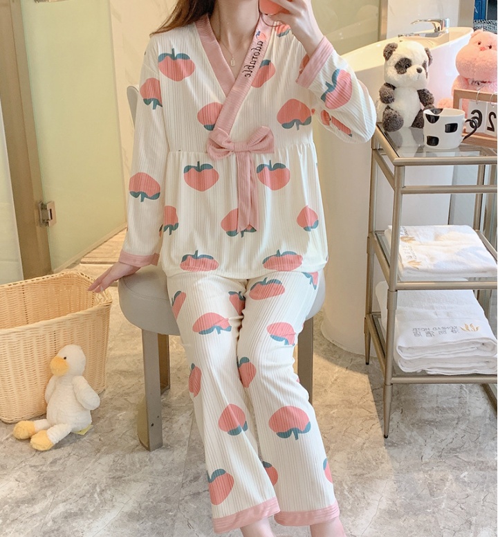 Spring and autumn long pants wears outside pajamas a set