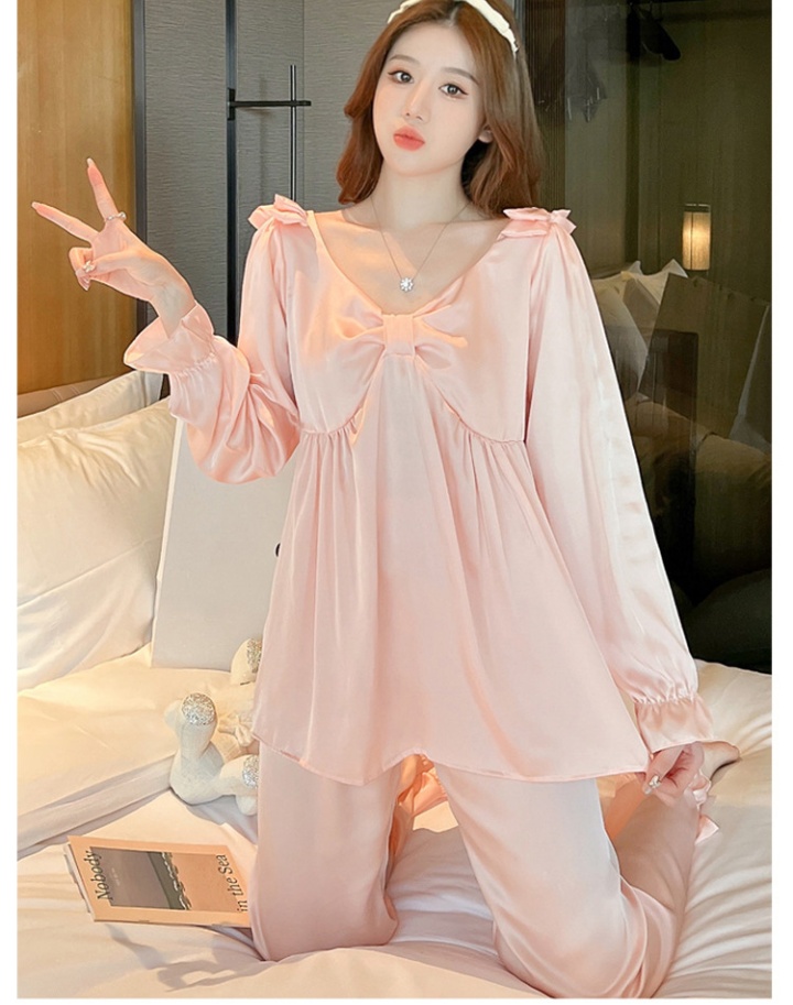 Pure big bow removable pajamas a set for women