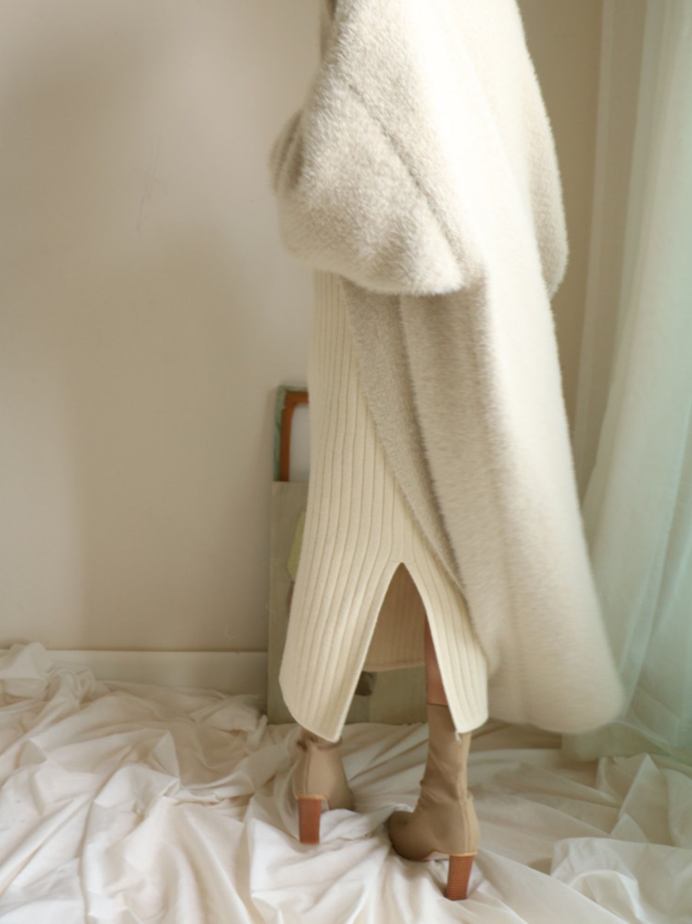 Thick long cardigan mink velvet sweater for women