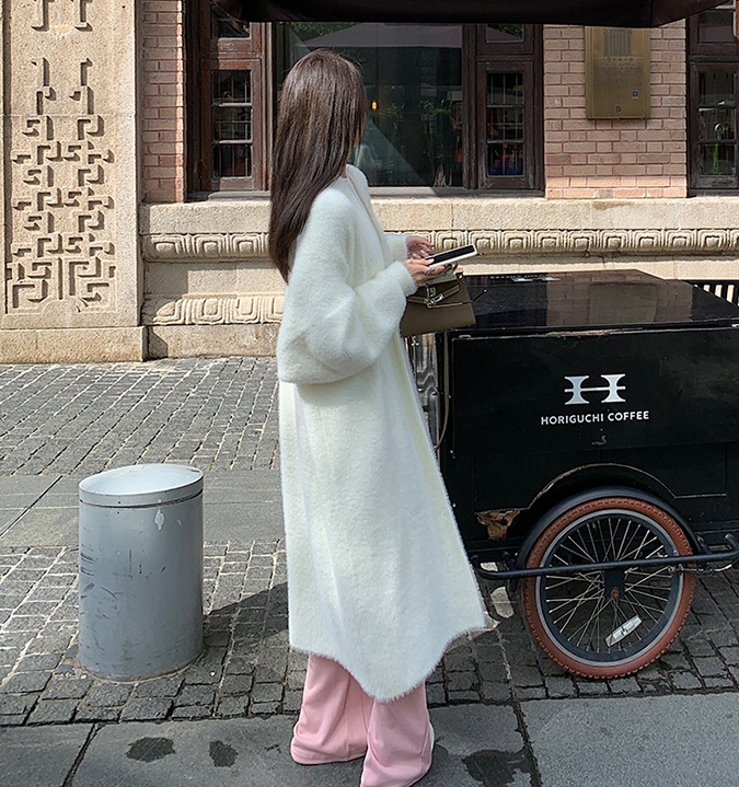 Loose knitted long overcoat lazy thick sweater for women